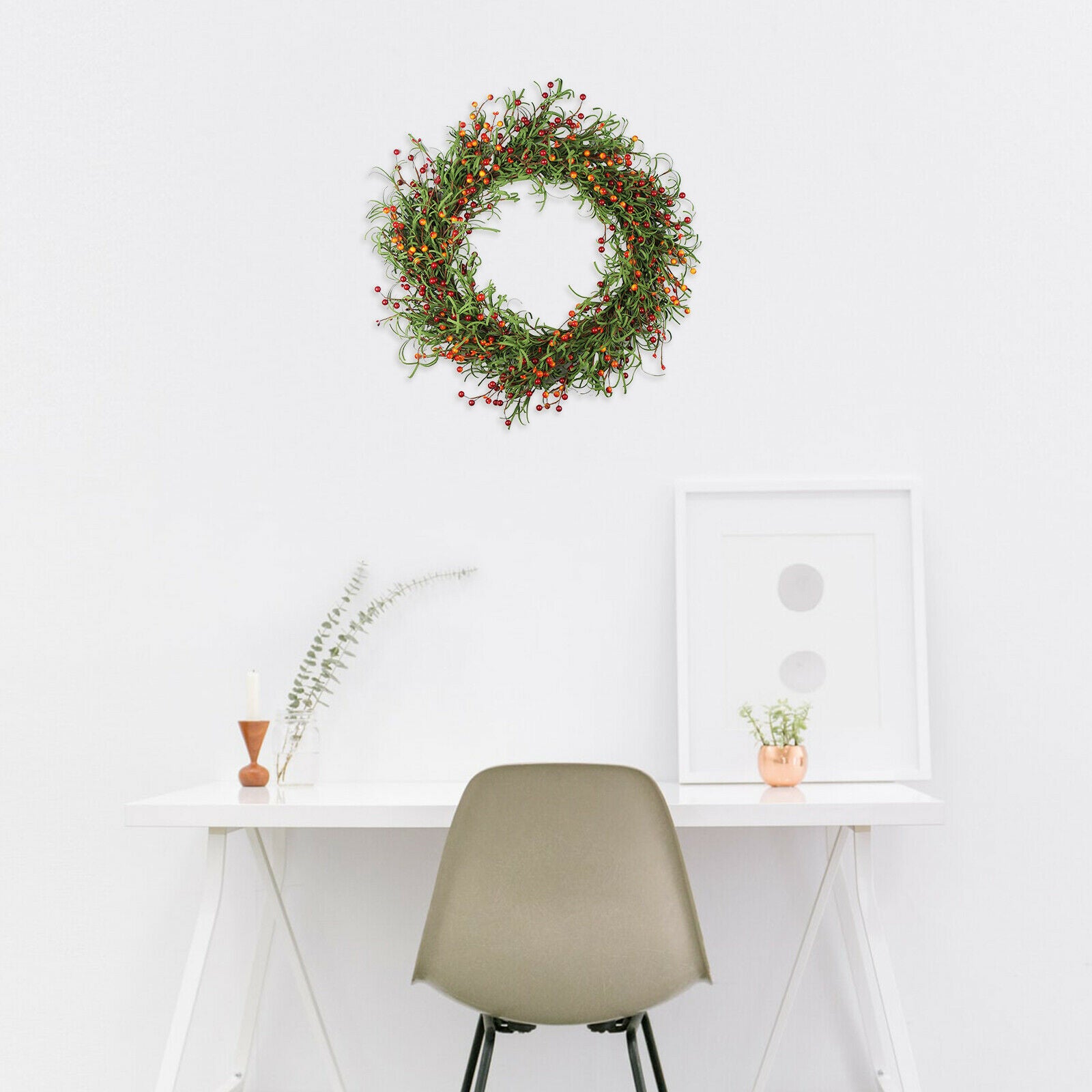 18inch Artificial Greenery Wreath Garland Front Door Wall Fall Decorations