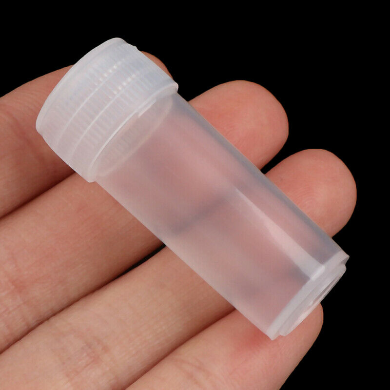 100Pcs 5ml Plastic Test Tubes Screw Cap Bottles For School Chemistr Fx