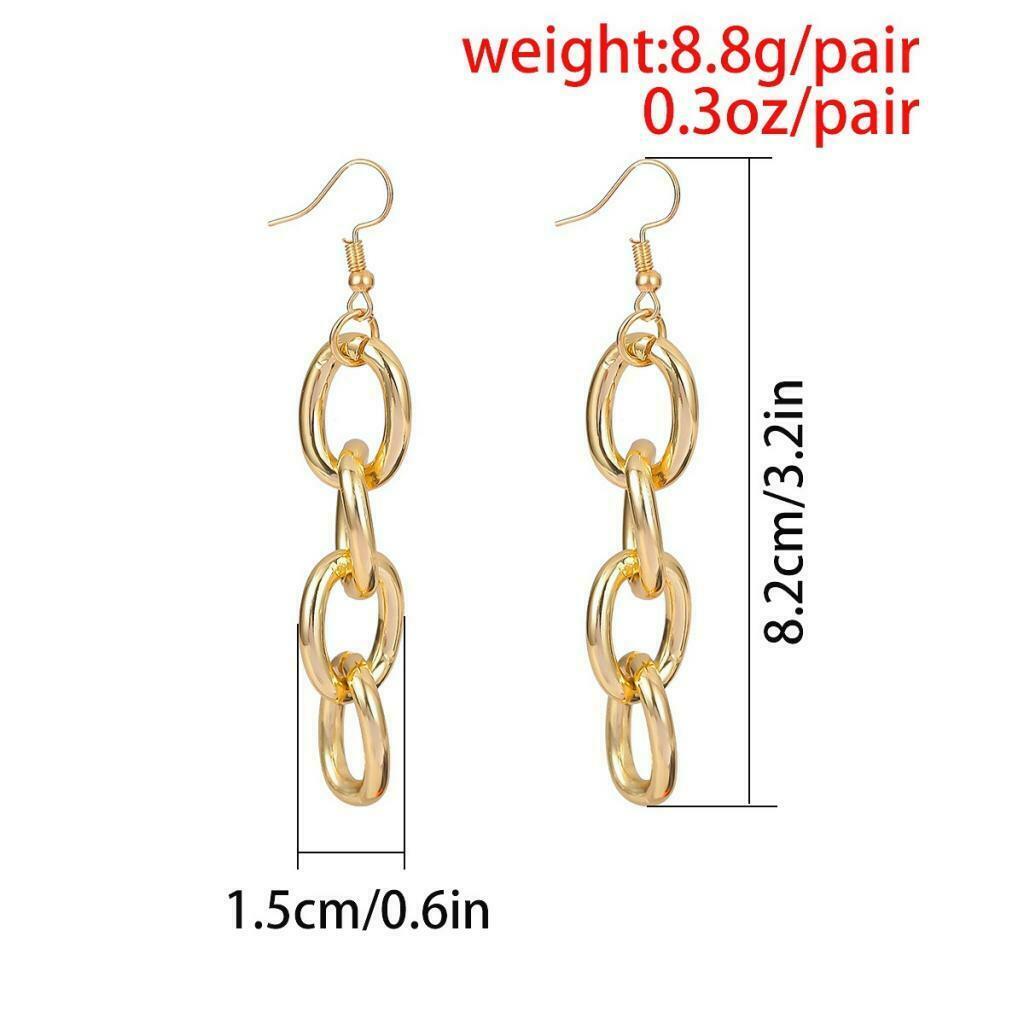 1 Pair Hollow Long Thick Chain  Section Chain Dangle Earrings for Women
