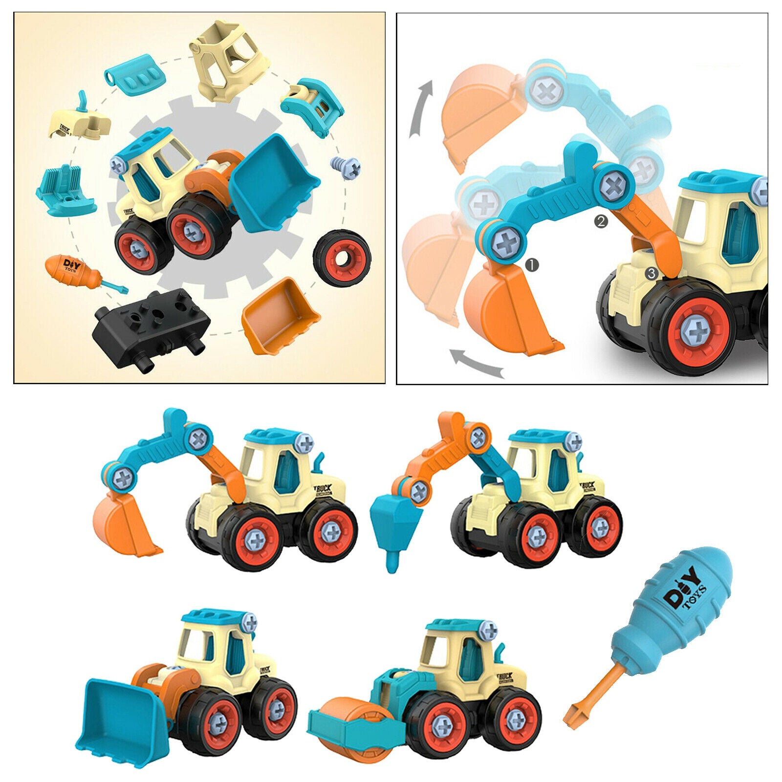 4pcs Nut Disassembly Loading Unloading Engineering Truck Tool Education Toys