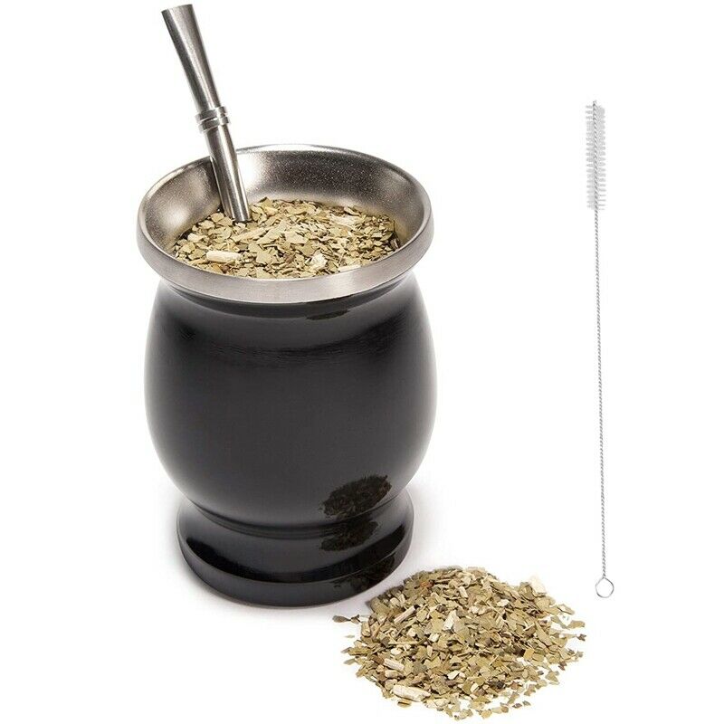 Double-Wall Stainless Yerba Gourd Mate Tea Set Coffee Water Mate Tea Cup witA7J7