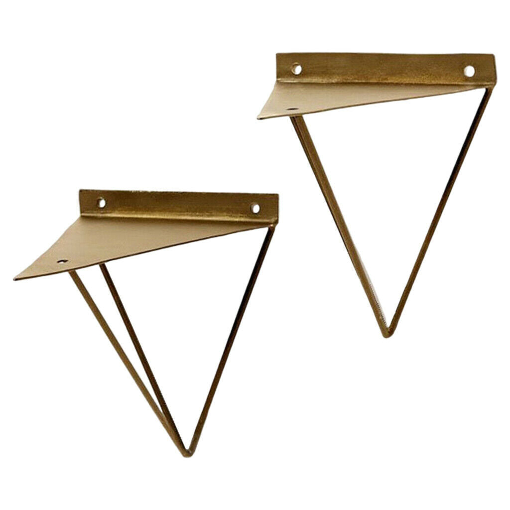 2Pcs Heavy Duty Metal Triangle Support Bench Board Shelf Brackets Golden