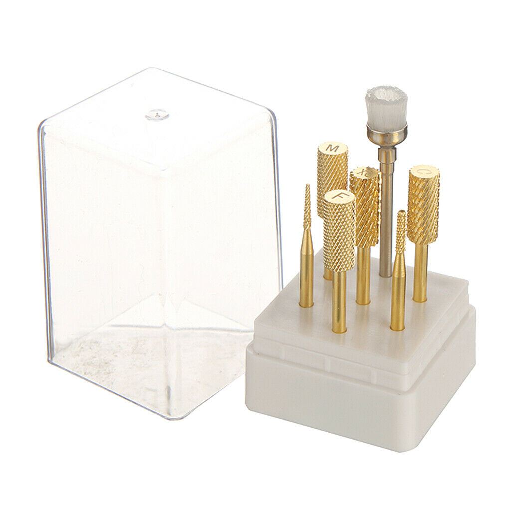 7 Pcs Stainless Nail Art Electric Files Drill Bits Manicure Tools Set w/Case