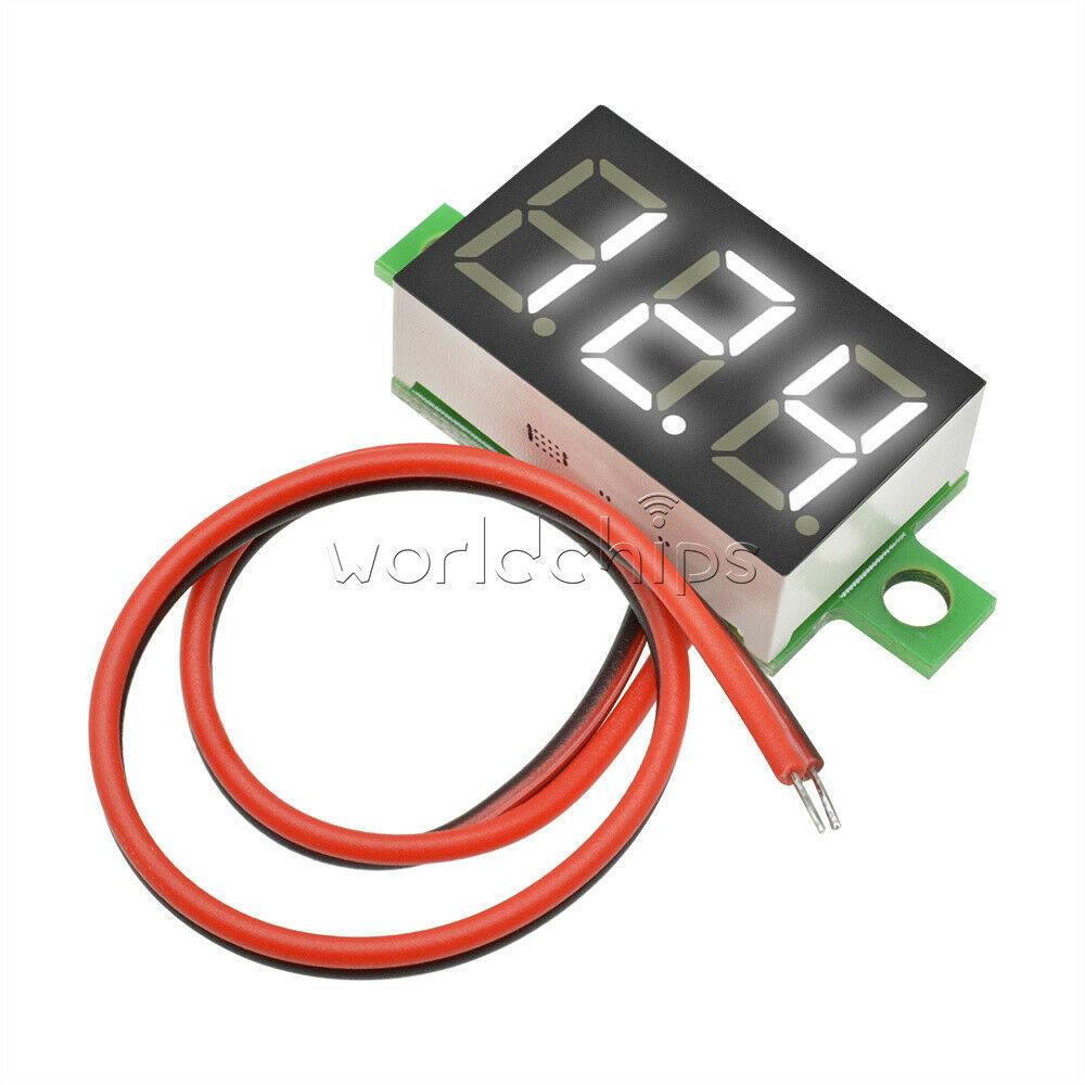 Mini White 4.7-32V 2 Wire LED Panel Voltage Meter 3-Digital Adjustment Voltmeter