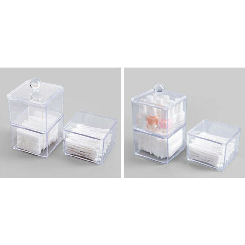 3 Stackable Clear Acrylic Kitchen Storage Box Case Makeup Container with lid