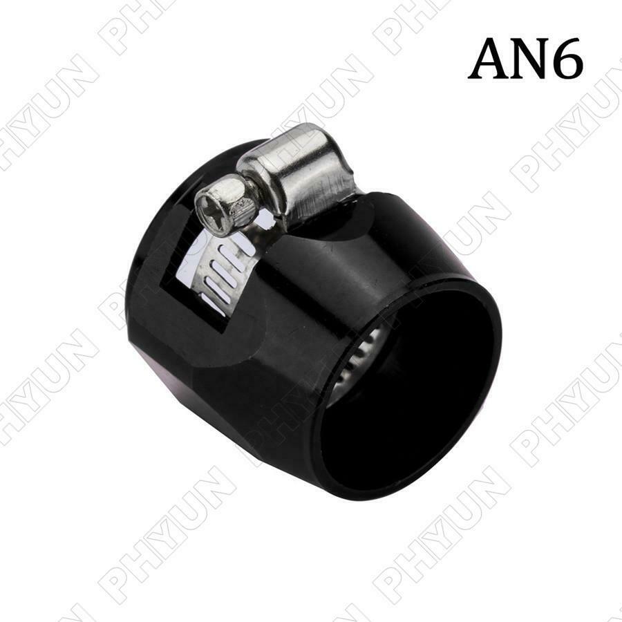 4x Black Aluminum alloy Car Hose Finisher Clamp AN6 Fitting Adapter Universal