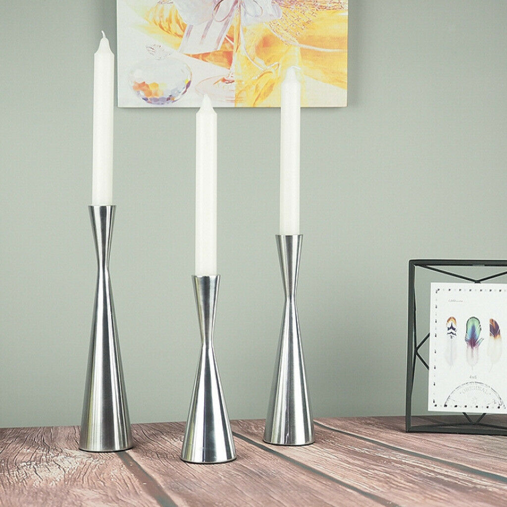 Pillar Dinner Candle Holder Candleholder Stand for Wedding Decor Silver_M