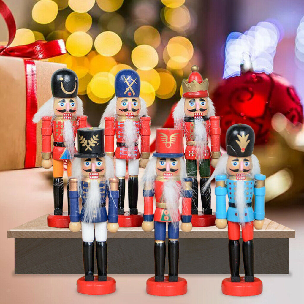 6Pcs Nutcracker Soldier Soldier Figures Decorative Ornament Christmas Gifts