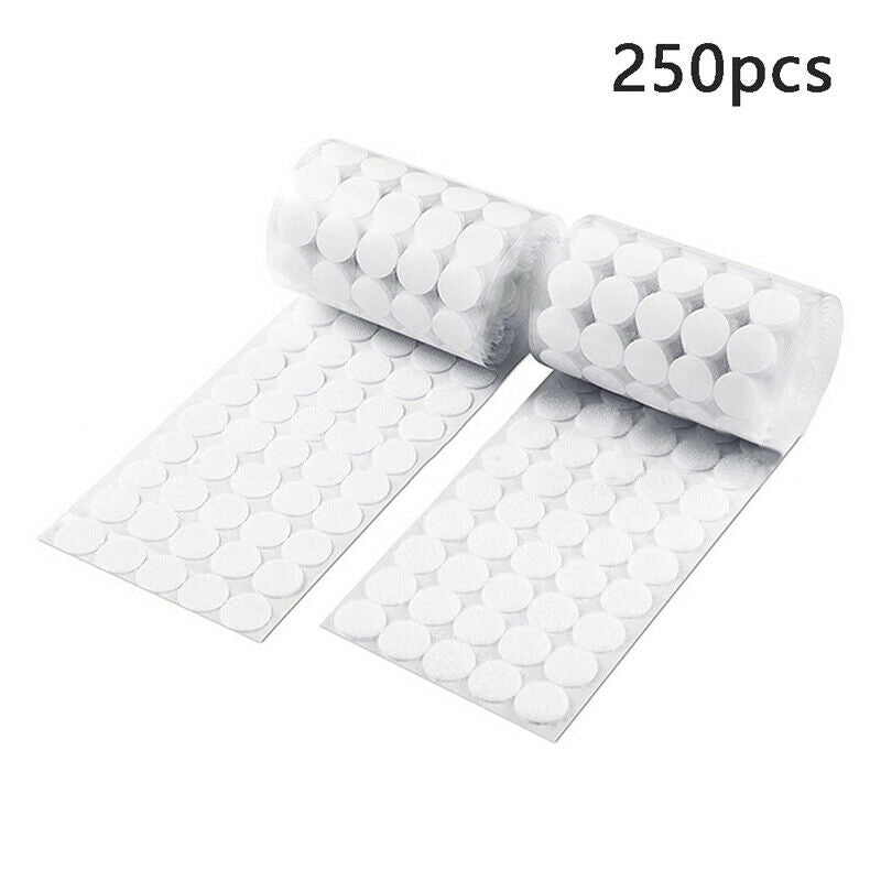 250pairs Dots Self Adhesive Fastener Tape 10mm Round Coins Hook Loop Magic SFCA