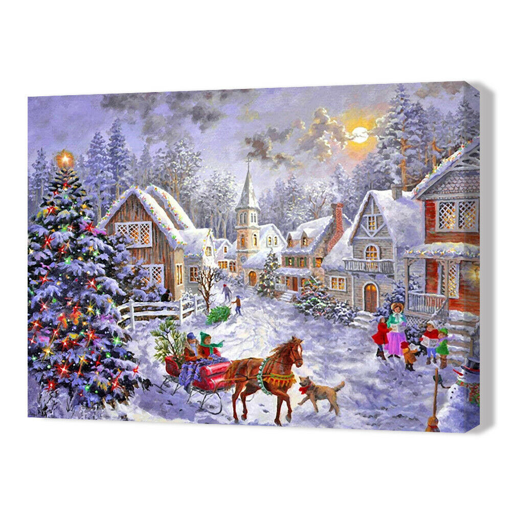 40x30cm Oil Painting By Numbers Christmas Snow Street DIY Drawing No Frame @