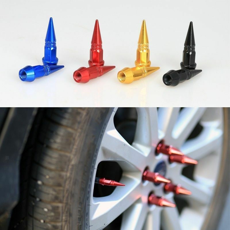 4x Alloy Bullet Spike Tire Valve Stems Air Dust Cap Long Lasting Titanium