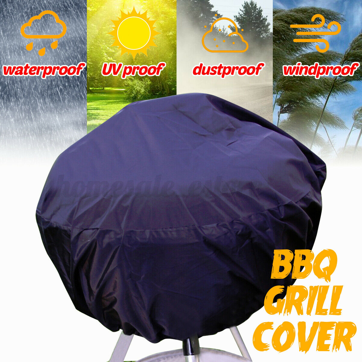 20''-21'' Round BBQ Grill Cover Waterproof Barbecue Grill Protector Outdoor Dust