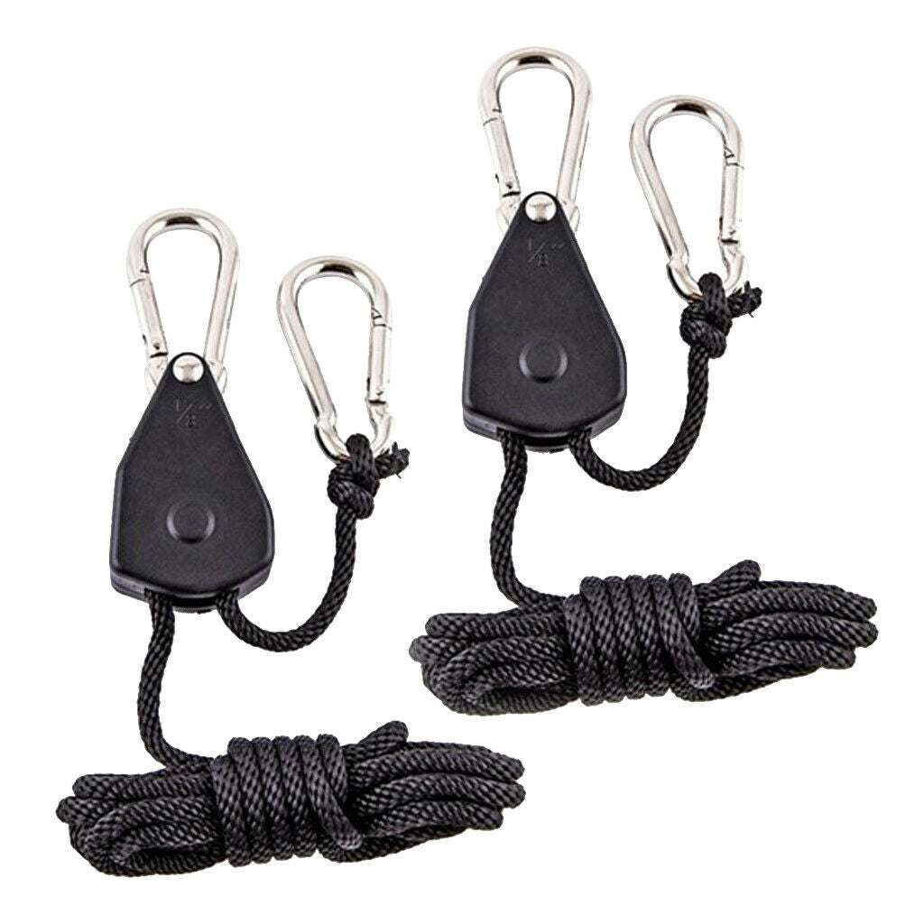 3-Pair Braided Rope Clip Hanger Grow Light Ratchet Hanger 68Kg Capacity