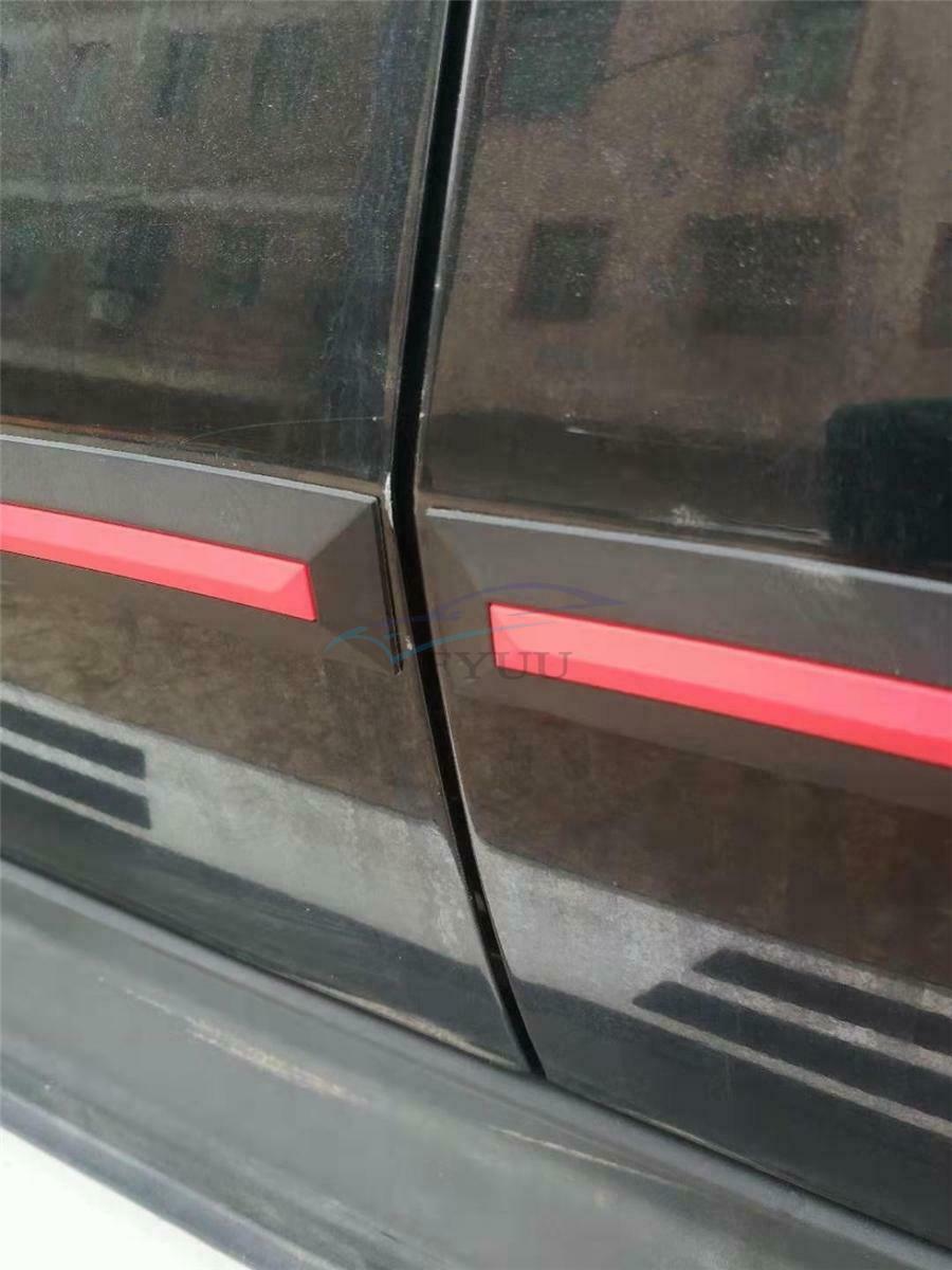 4 Pieces 75cm& 60cm Black& Red Car Body Side Skirt Line Decoration Strips Cover