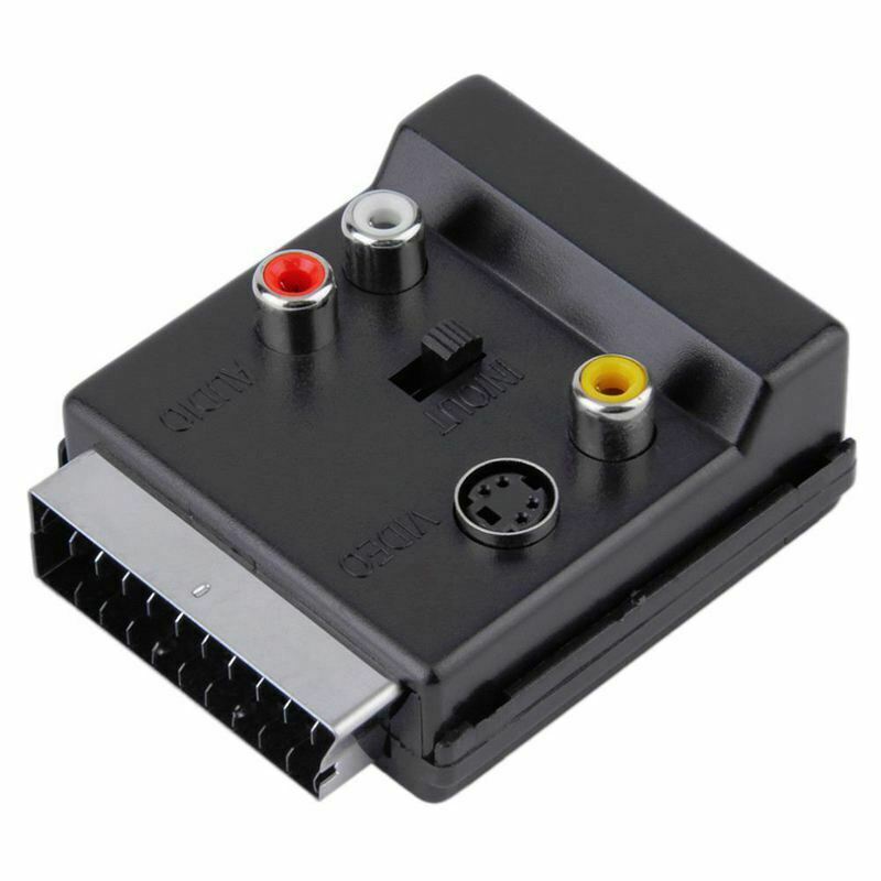 Newest Switchable Scart Male to Female S-Video 3 RCA Audio Adapter Convector WA9