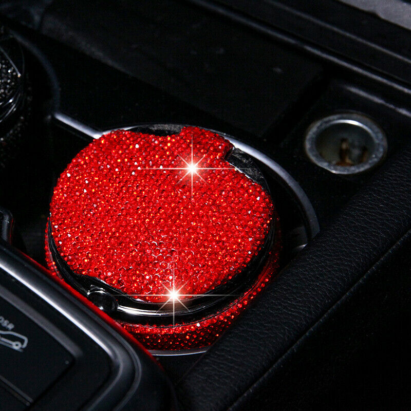 Red Diamond Car Home LED Light Ashtray Cigarette Ash Holder Cup Bling Rhinestone