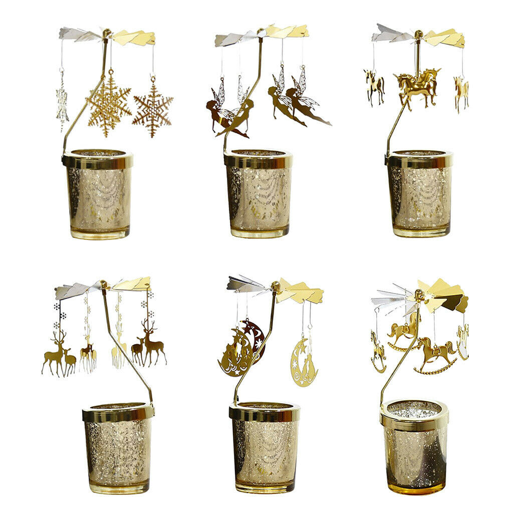 2pcs Rotatable Candle Holder Metal Tealight Candlestick Romantic Snowflake