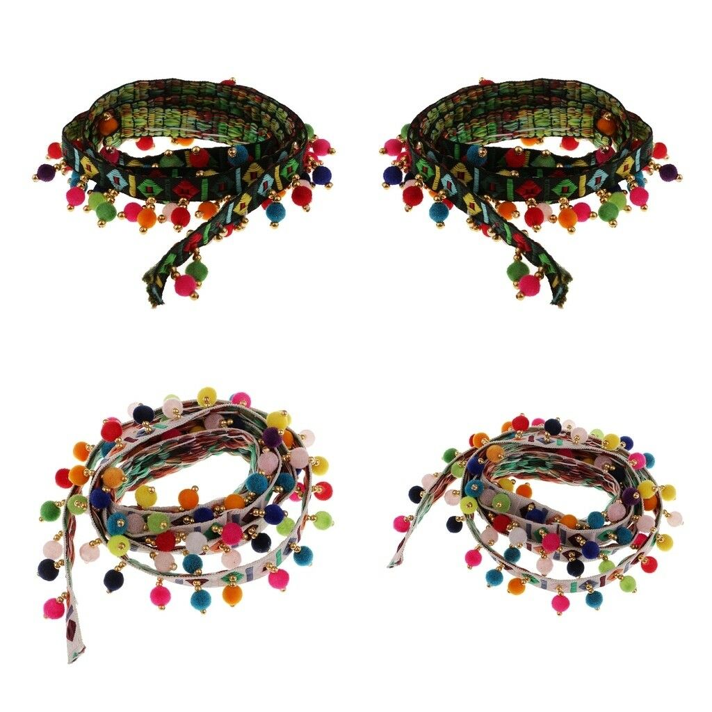 4Pcs Boho Fringe Lace Edge Trim Wedding Tassel Ribbon Applique Sewing Craft