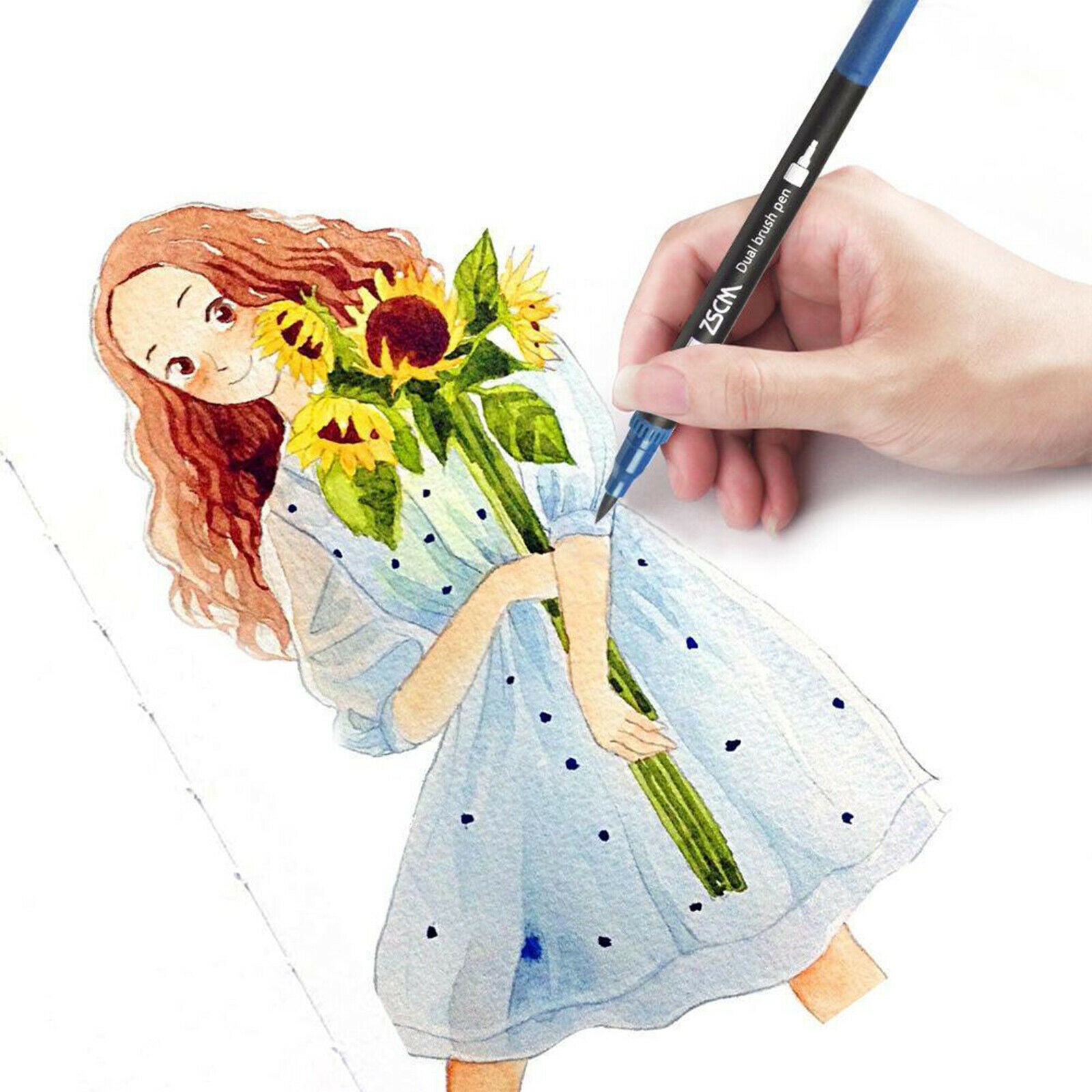 32Pc Double Tip Fineliner Brush Markers Pen for Kids Adults Drawing