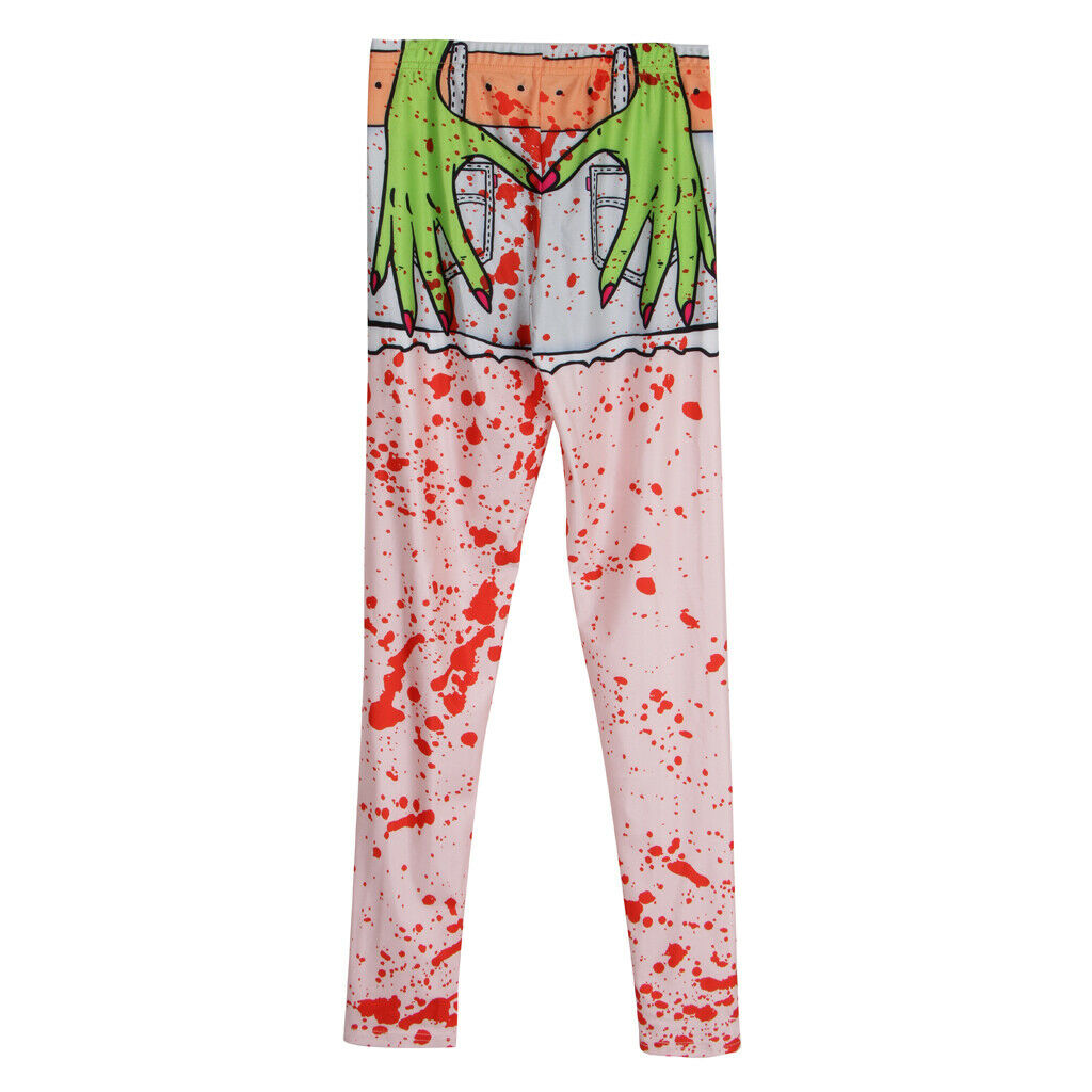 Scary Blood Splatter Printed Leggings Halloween Costume Woman Fancy Dress XL