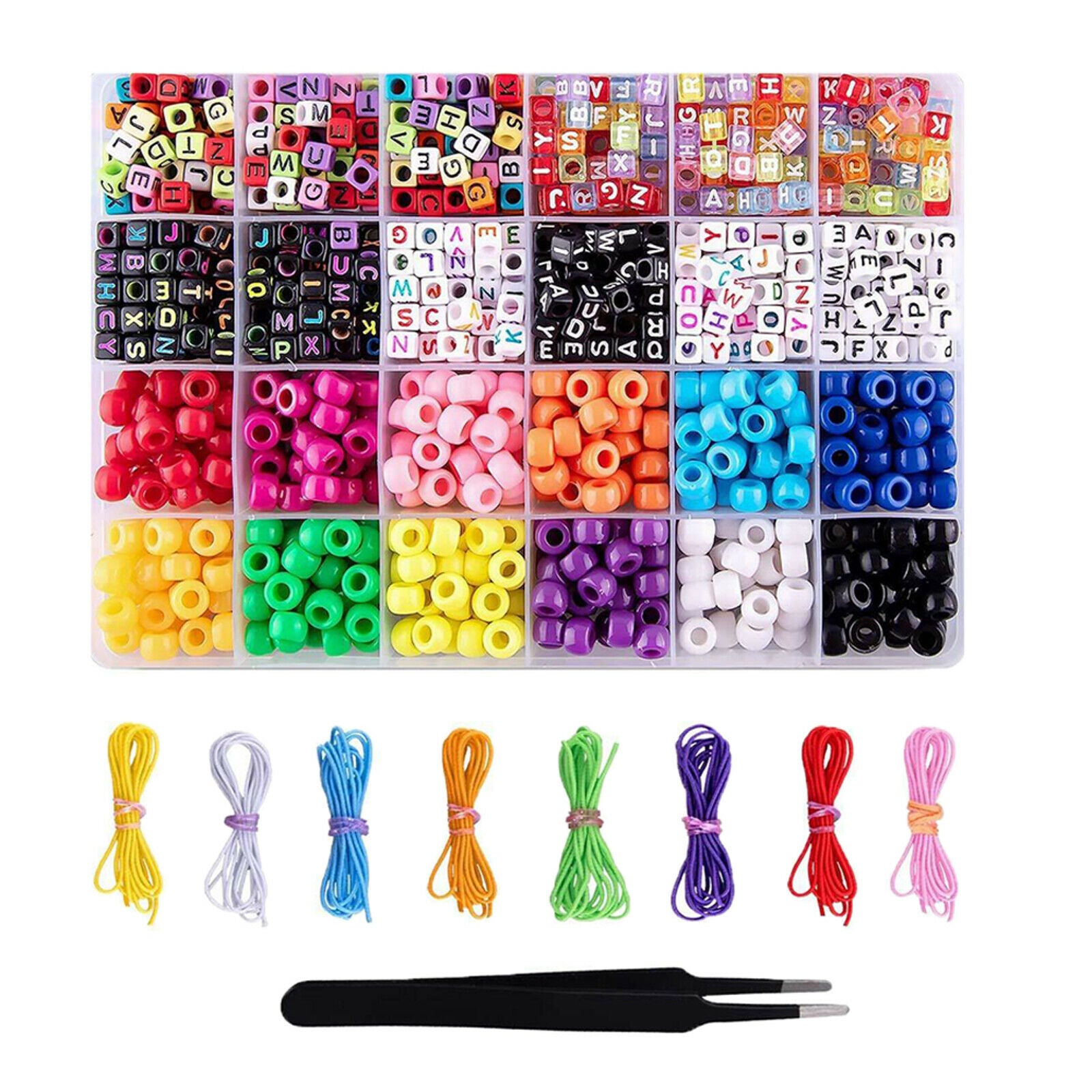 6 x 9mm 360pcs Pony Beads + Acrylic 600x Alphabet Beads Letter Beads for DIY