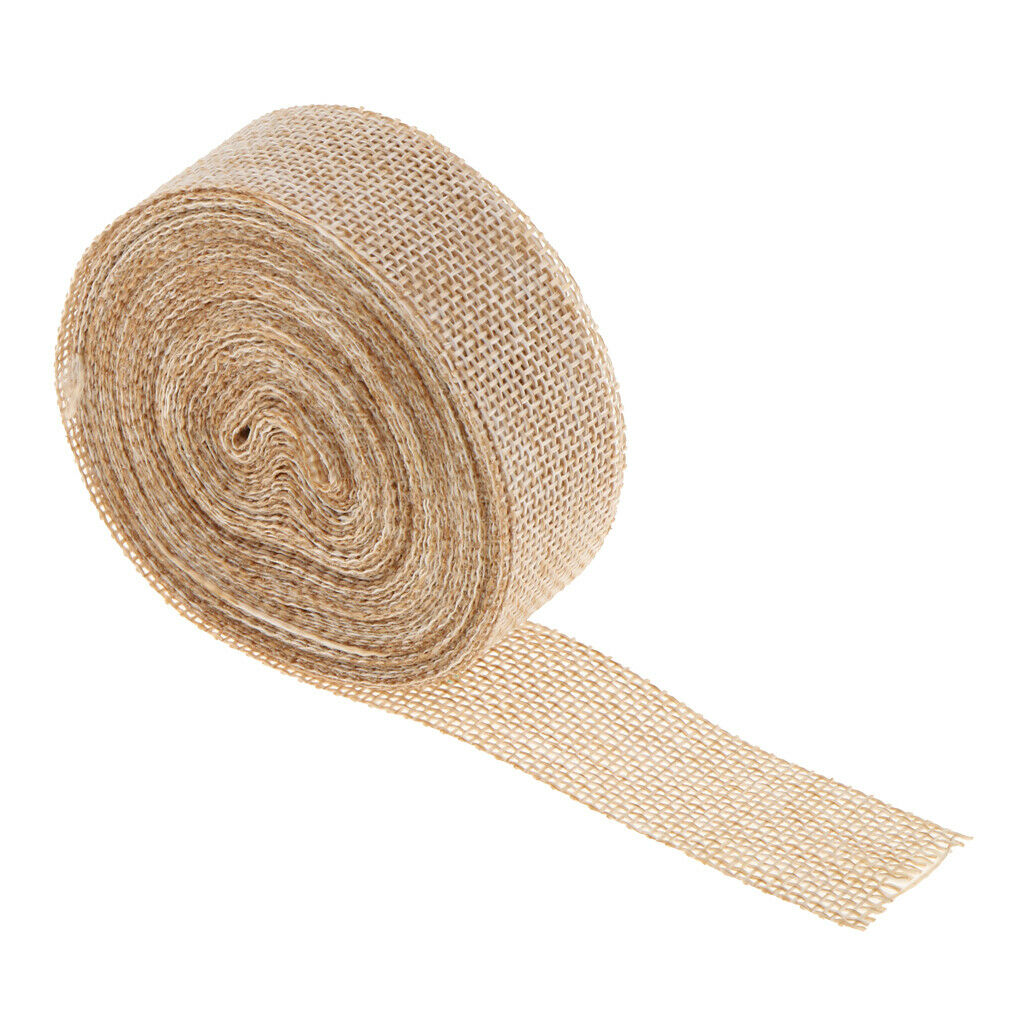 Natural Jute Burlap Fabric Rustic Hessian Ribbon Tape Wedding Decoration DIY