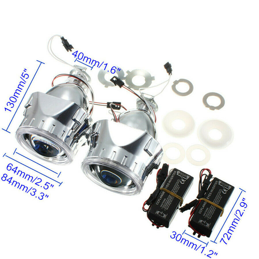 2.5" Halo Angel Eyes HID Bi-xenon Projector Lens LHD/RHD headlight and Inverter