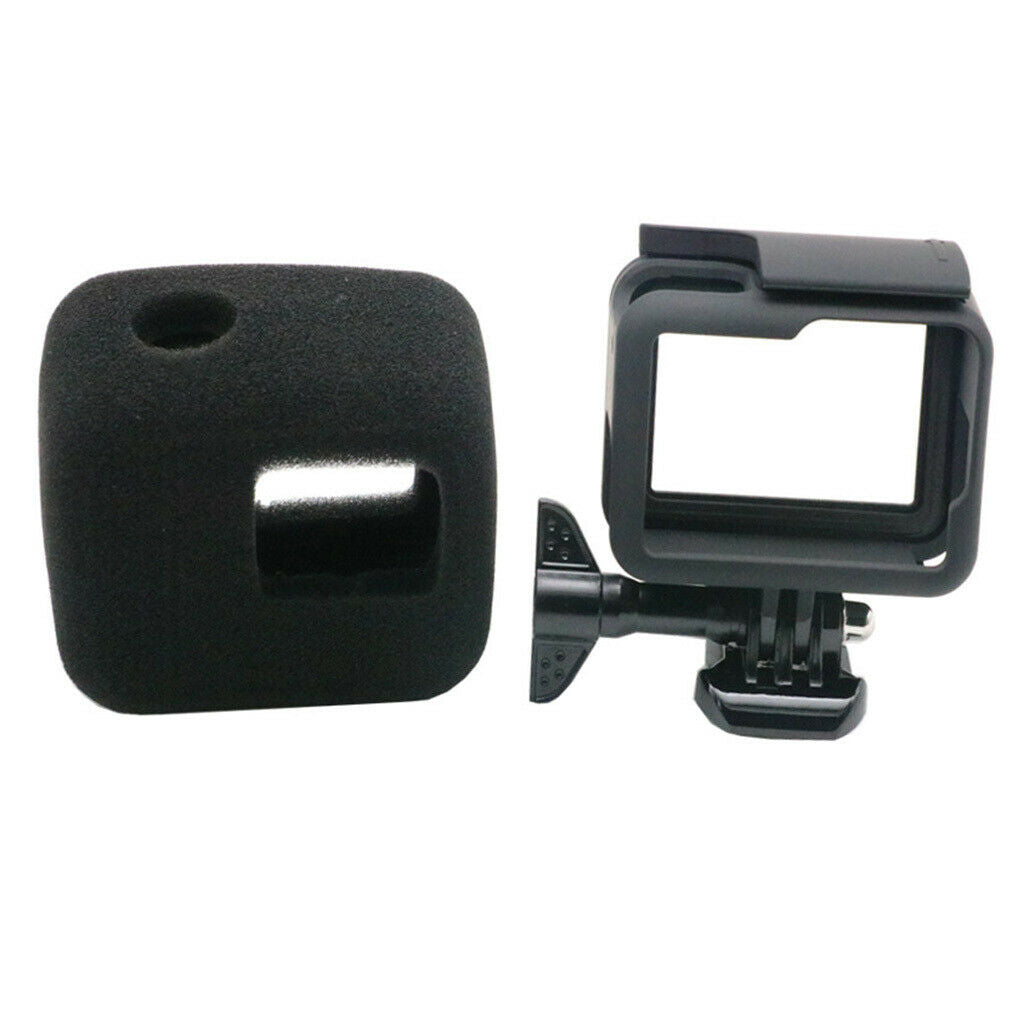 2Pcs Windshield Foam Cover Noise Reduce + Frame for GoPro Go Pro Hero 5 6 7
