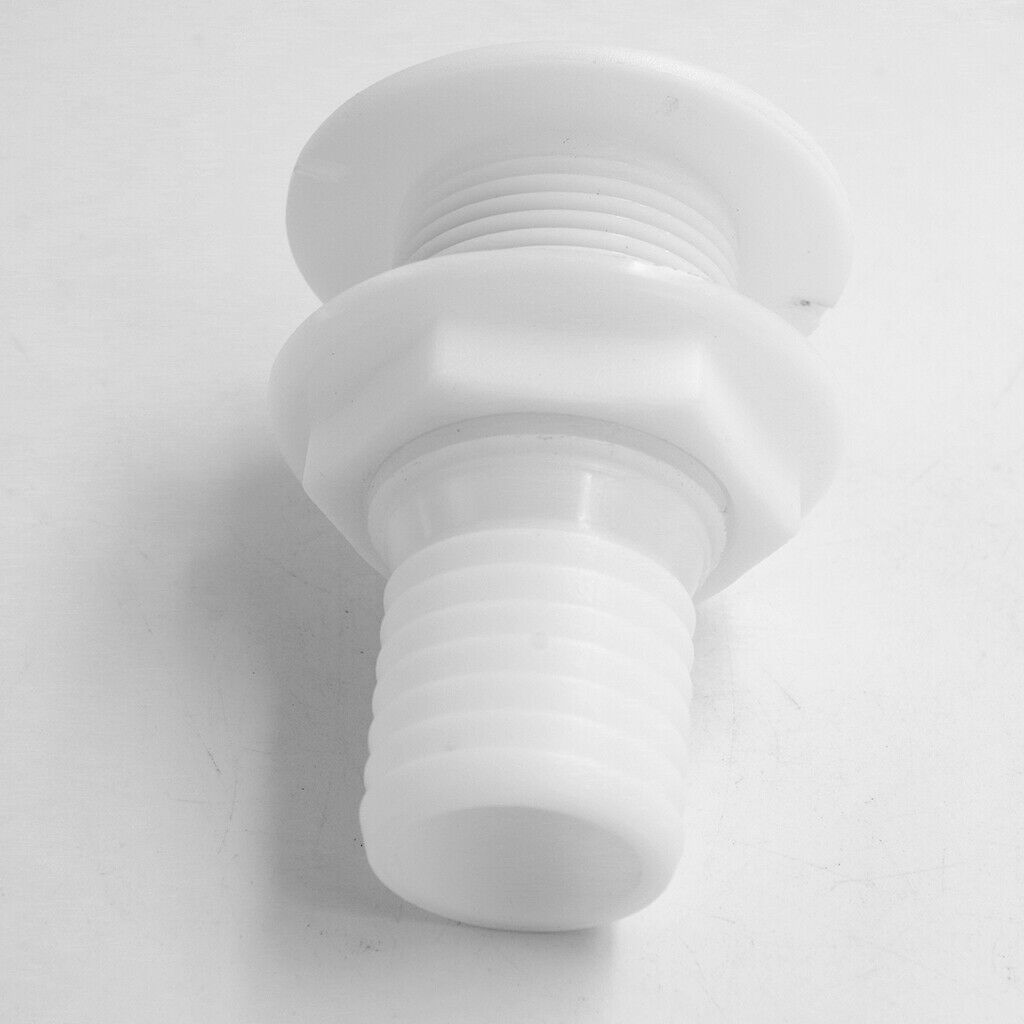 White Plastic Thru-Hull Bilge Pump and Aerator Hose Fitting for 2" Hose