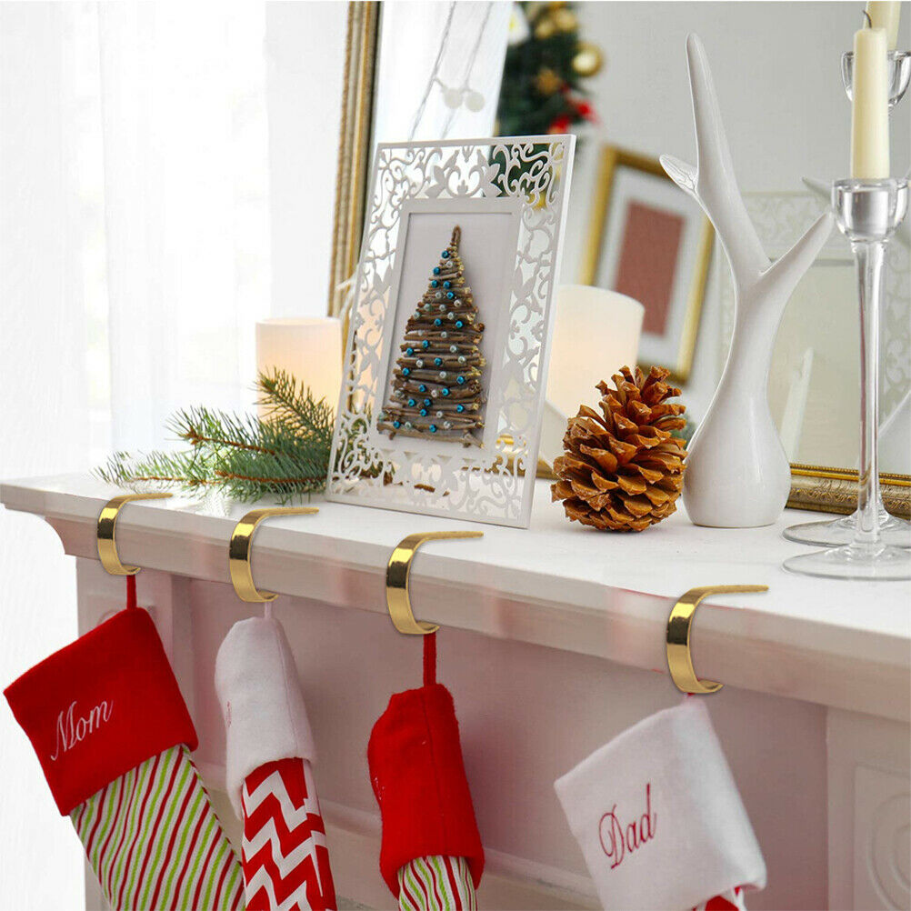 4Pcs/Lot Christmas Socking Hook Holders Metal Hanging Fireplace Table Hooks