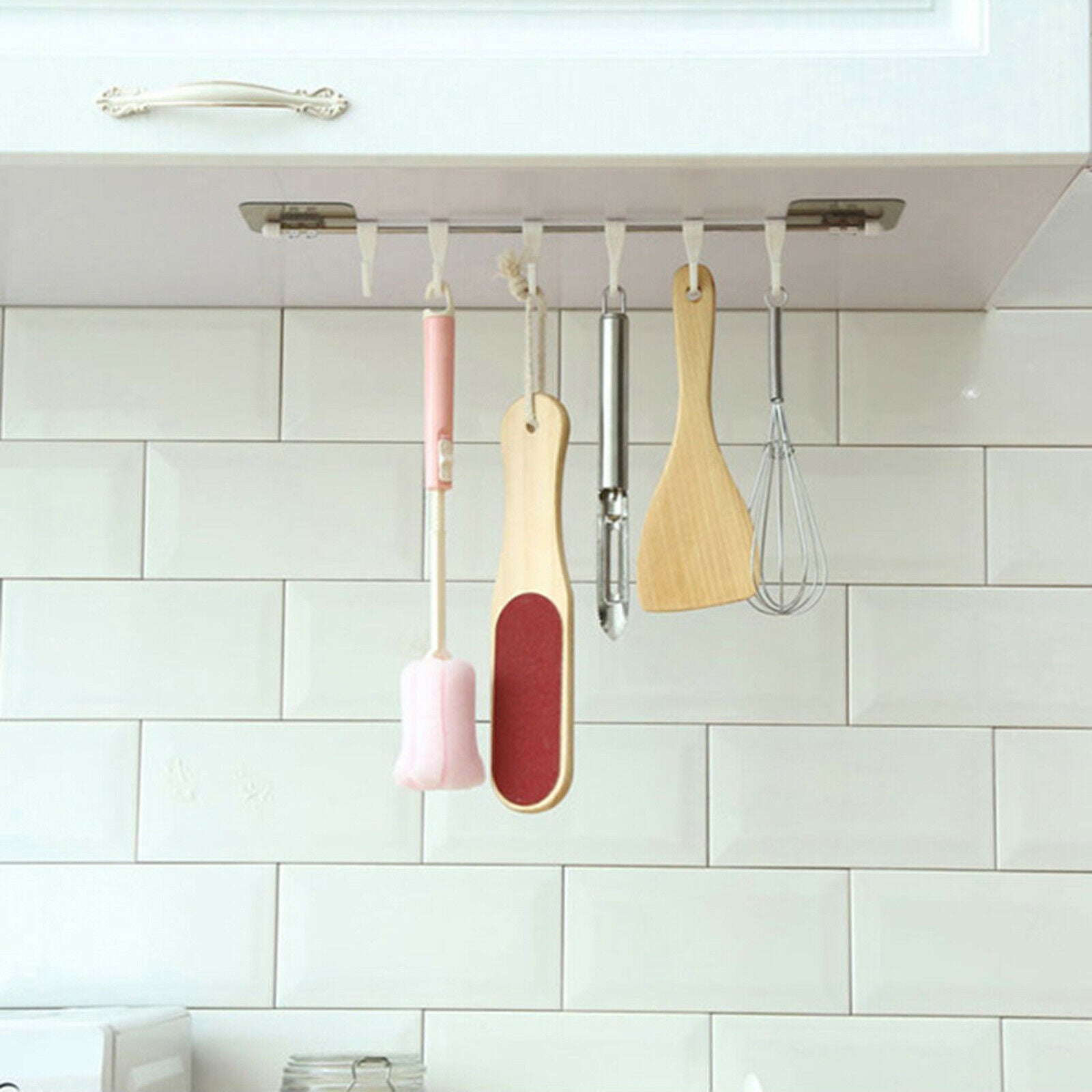 Wall Rack Kitchen Rail Rack Hook Punch Free Organizer Removable Hooks Coats