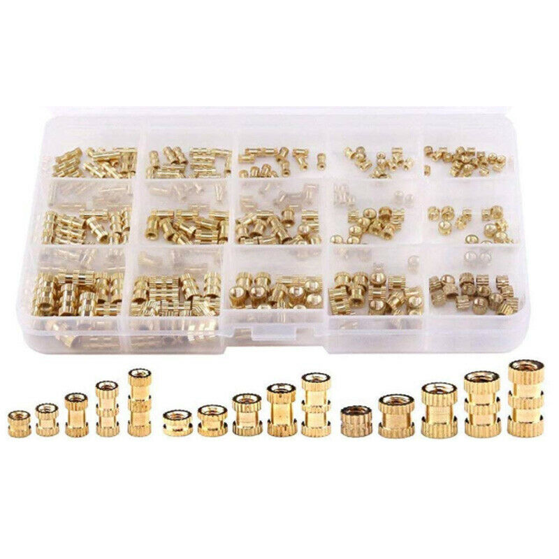 2X(250 Pcs Female Thread Brass Knurled Threaded Insert Embedment Nuts AssorT5K9)