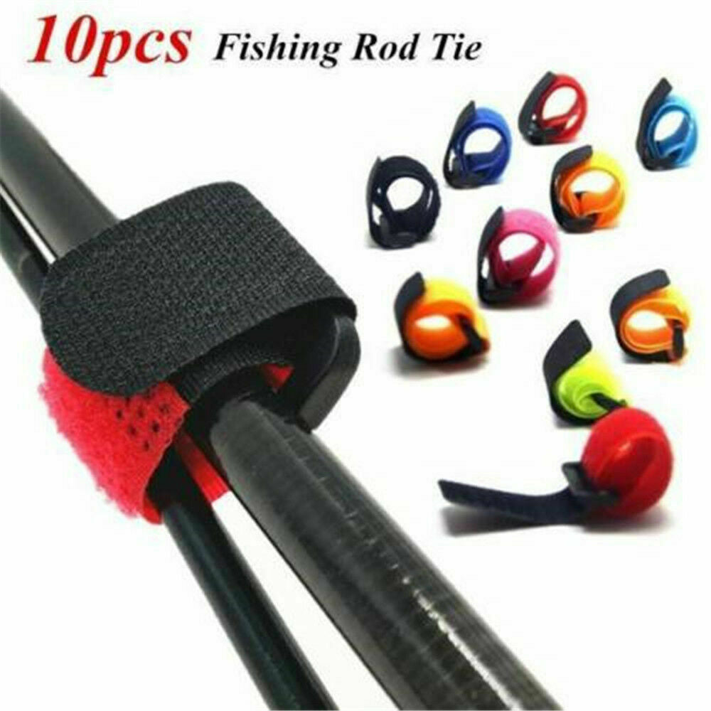 10x Fishing Rod Tie Strap Tackle Wrap Band Pole Holder Fastener Fish Accessory ï¼