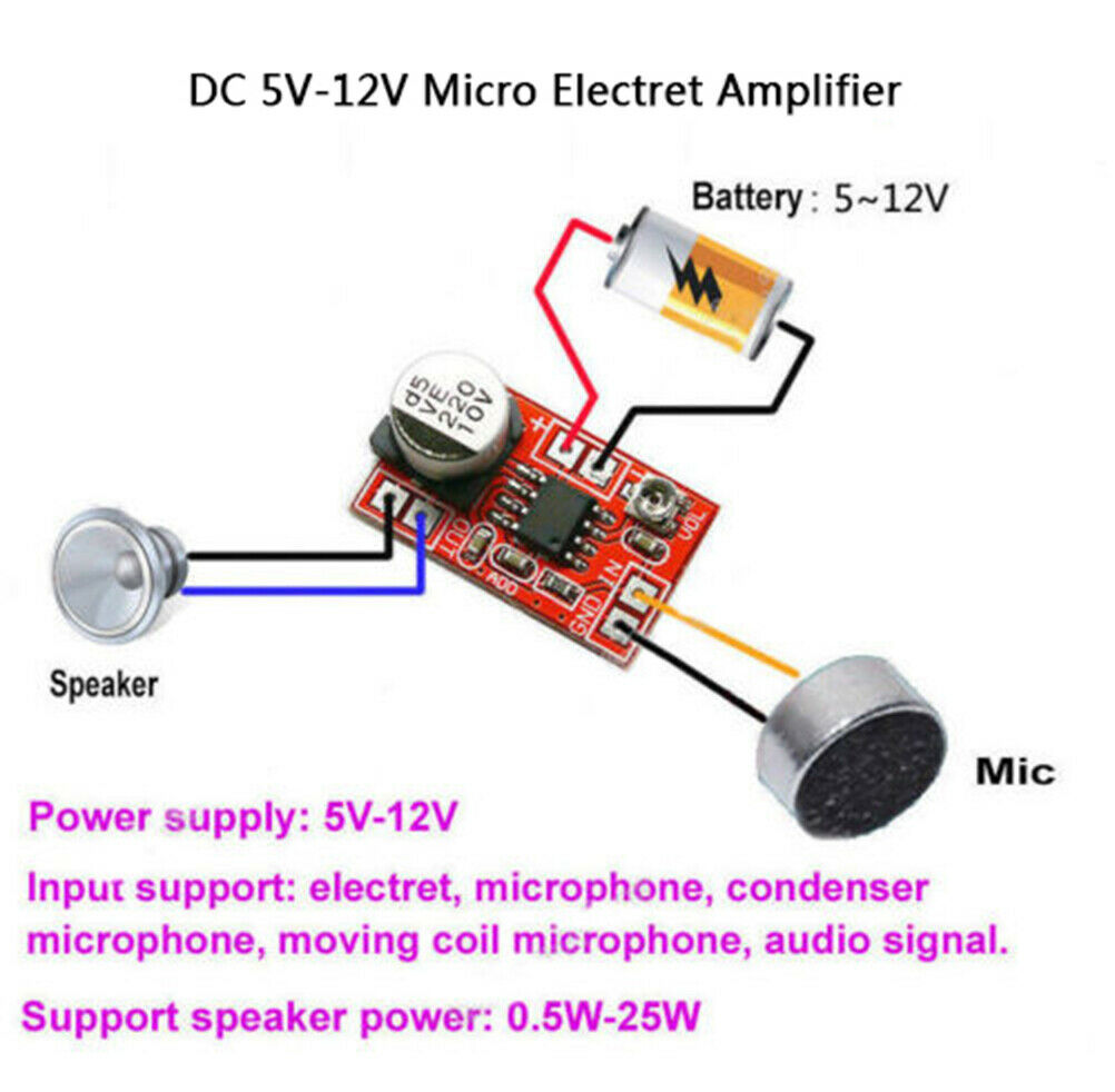 DC 5V-12V micro electret amplifier MIC condenser mini microphone amplifie tHSJC