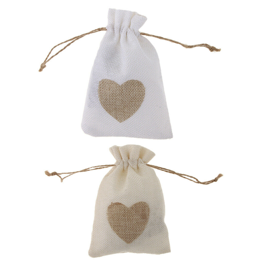 30 Pieces Natural Linen Handle Bags Drawstring Hessian Burlap Package Gift Bags
