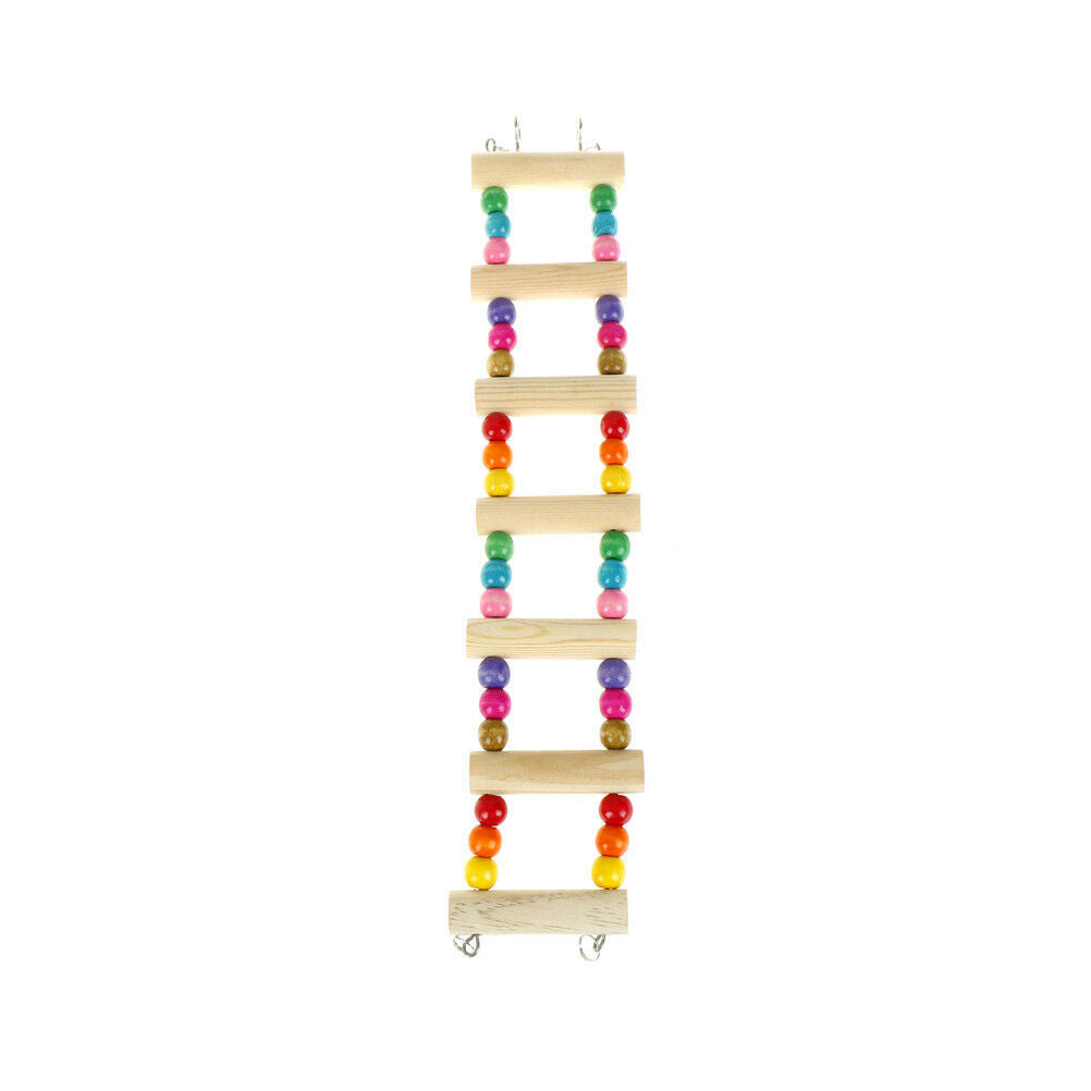 Bird Swing Wooden Bridge Ladder Climb Cockatiel Parakeet Budgie Parrot Pet To IE