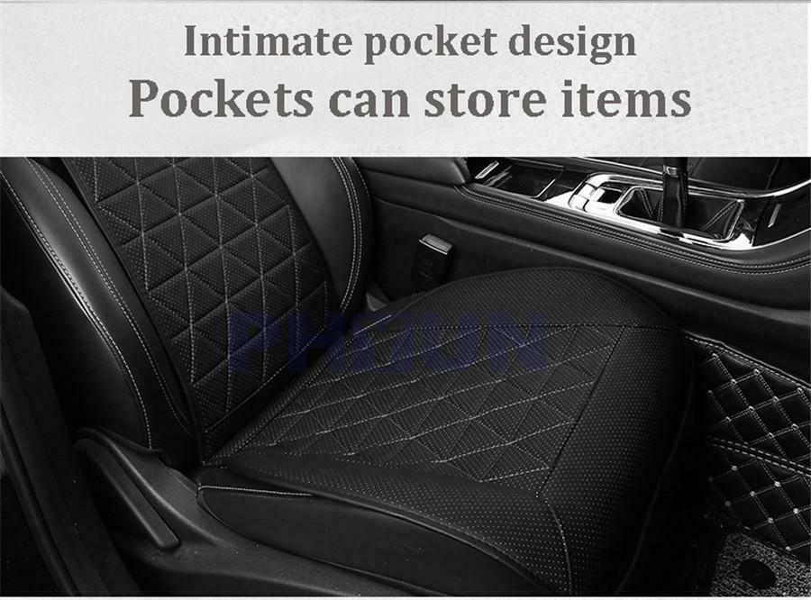 1PCS PU Leather Black Breathable Front Seat Cover Protector Cushion All Season