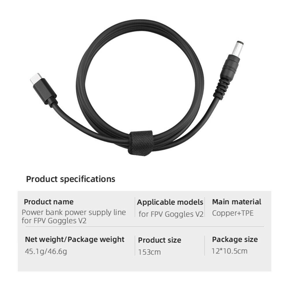 150cm Power Supply Cable V2 USVB-PD Fast Charging for DJI FPV Combo Goggles LIN