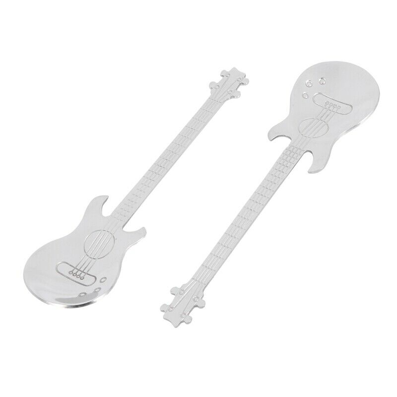 Guitar Coffee Teaspoons,4 Pcs Stainless Steel Musical Coffee Spoons Teaspoons P2