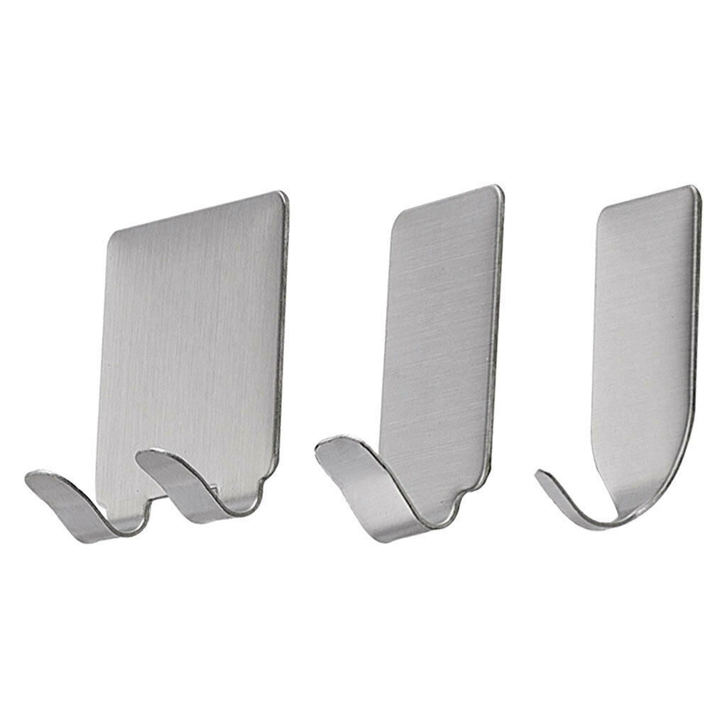 3 Pieces Adhesive Hooks, Heavy Duty Wall Hooks Stainless Steel Waterproof Hanger