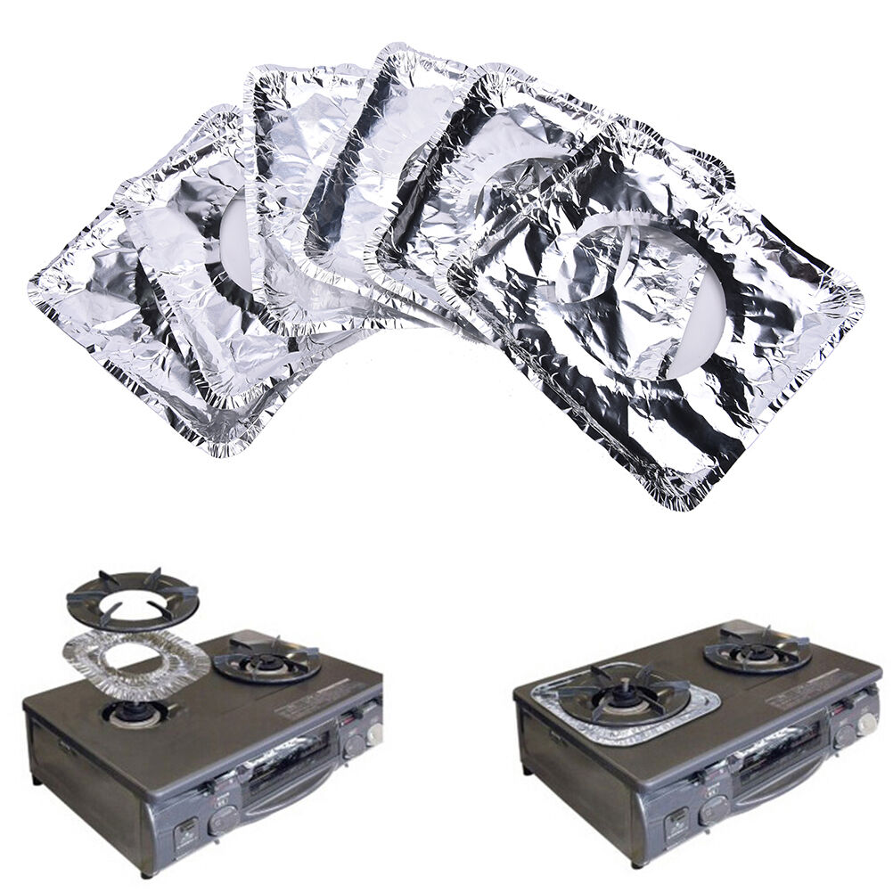 10X Aluminum Foil Square Gas Burner Disposable Bib Liners Stove Cover.l8