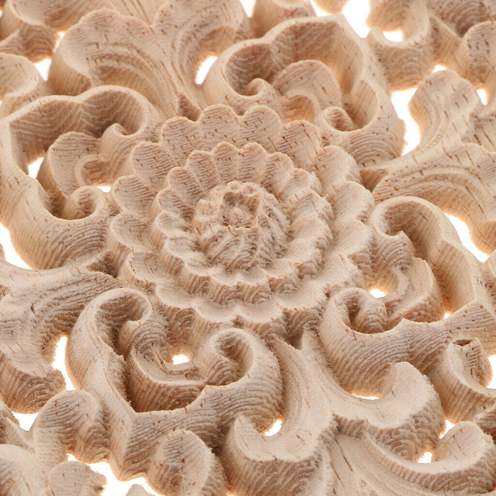 12pcs/pack Round Wood Carved Applique Cabinet Furniture Home Decoration