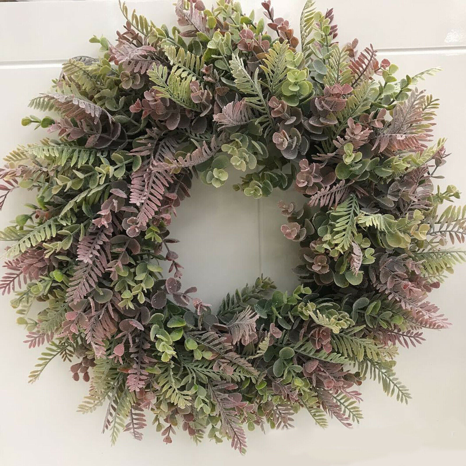 Round Eucalyptus Wreath Farmhouse Leaves Garland for Indoor Front Door Decor