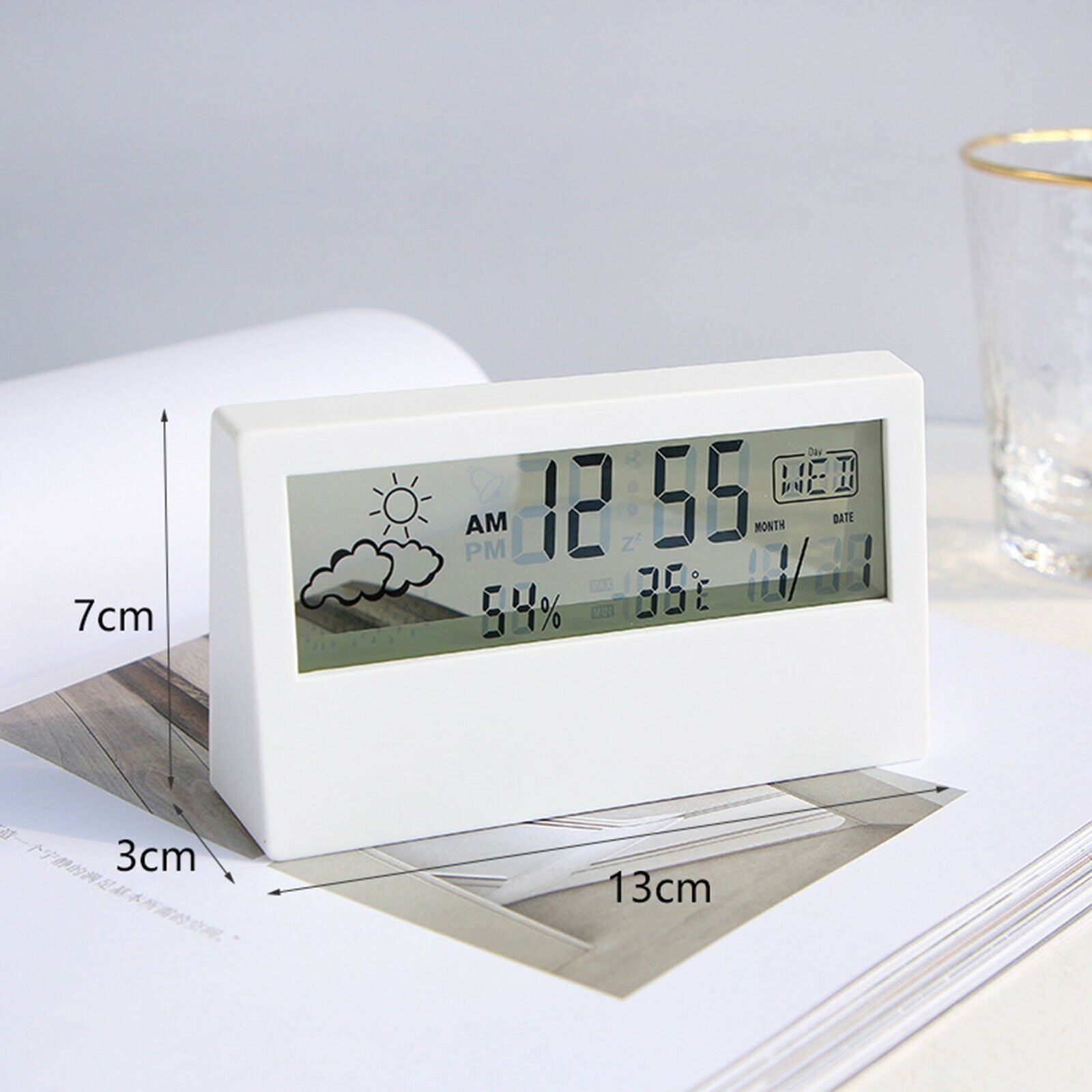 Compact Digital Clock Thermometer Alarm Clock Battery Operated for Home