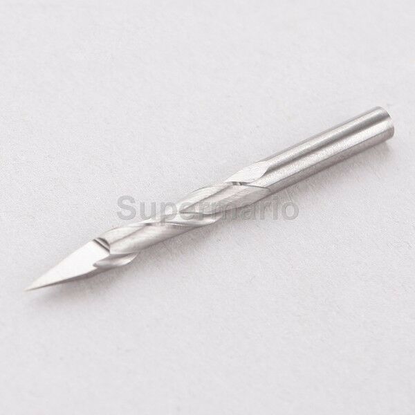 5 x  Two 2 Flute Spiral Endmill Carbide Pyramid Engraving Router Bit 30 Deg 0.1m
