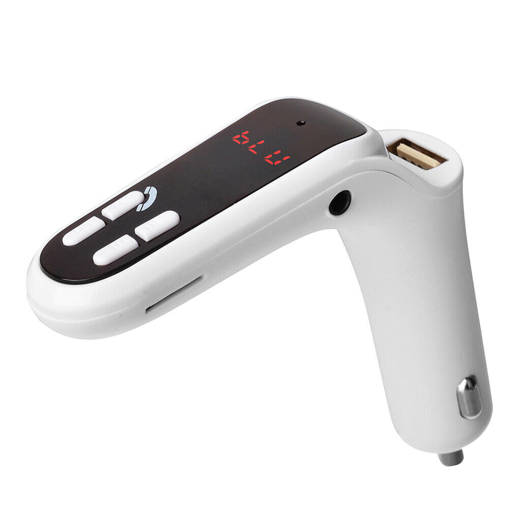 Wireless Bluetooth Car Kit FM Transmitter MP3 Player with USB Charger White