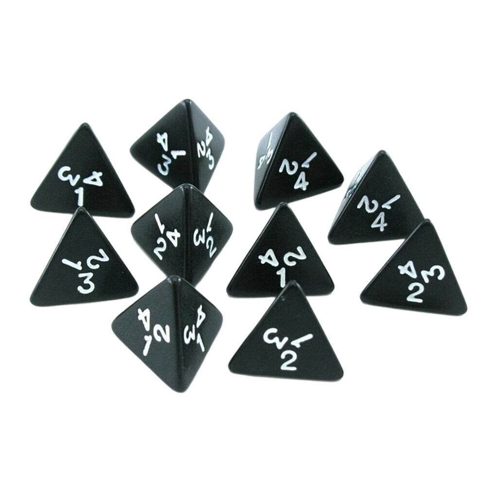 10x D4 Dices 4 Sided Dice for DND RPG Board Game Casino Supplies Props Black