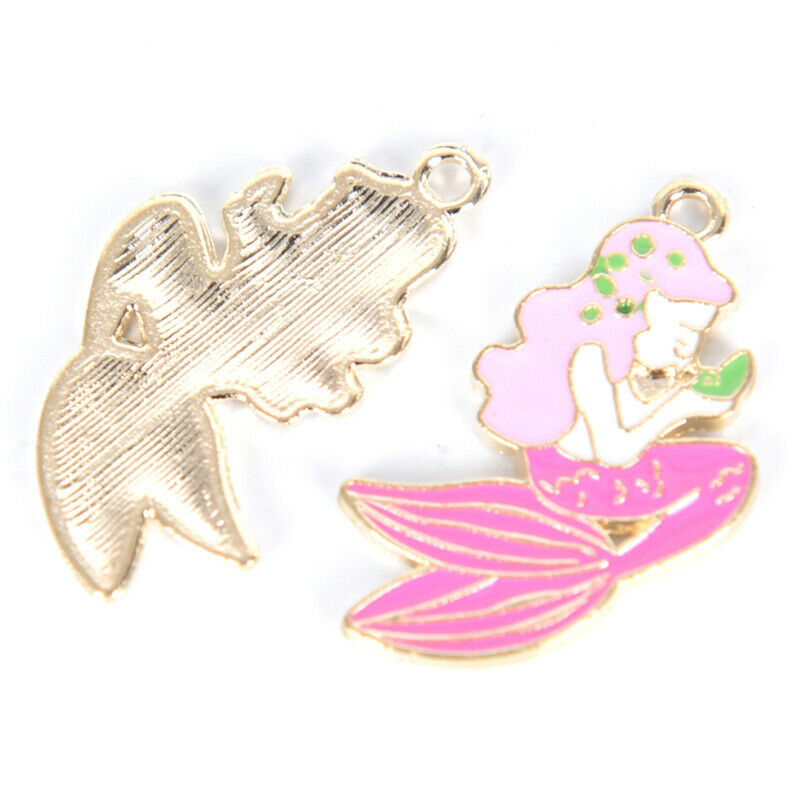 10x/Lot Enamel Alloy Mermaid Charms Metal Pendants DIY Jewelry Findings Cr Nj Rf