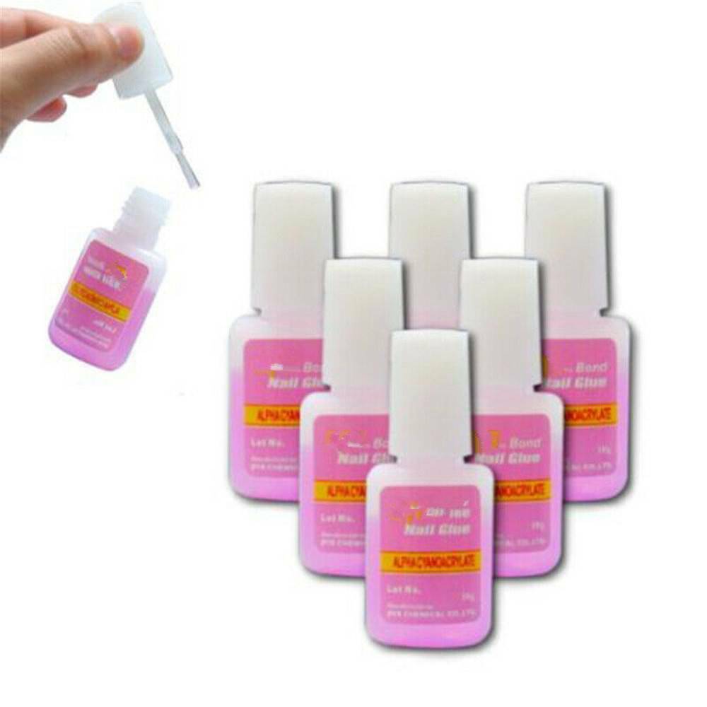 Nail Art Glue With Applicator Brush 10g Clear Strong Adhesive Acrylic False Tips