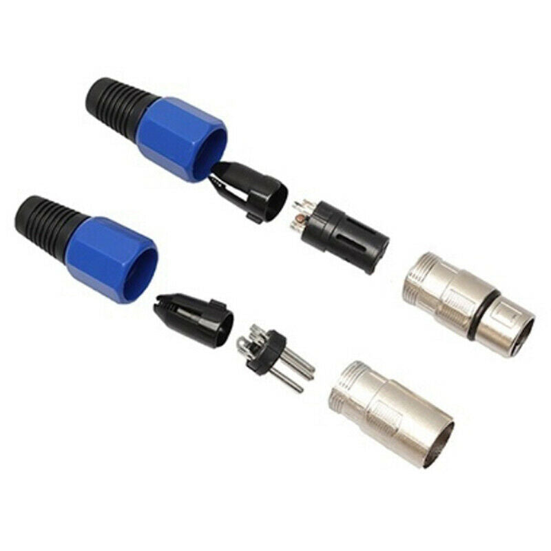 1 Pair XLR 3-Pin Blue Microphone Male/Female Connector Metal Housing V,.l8